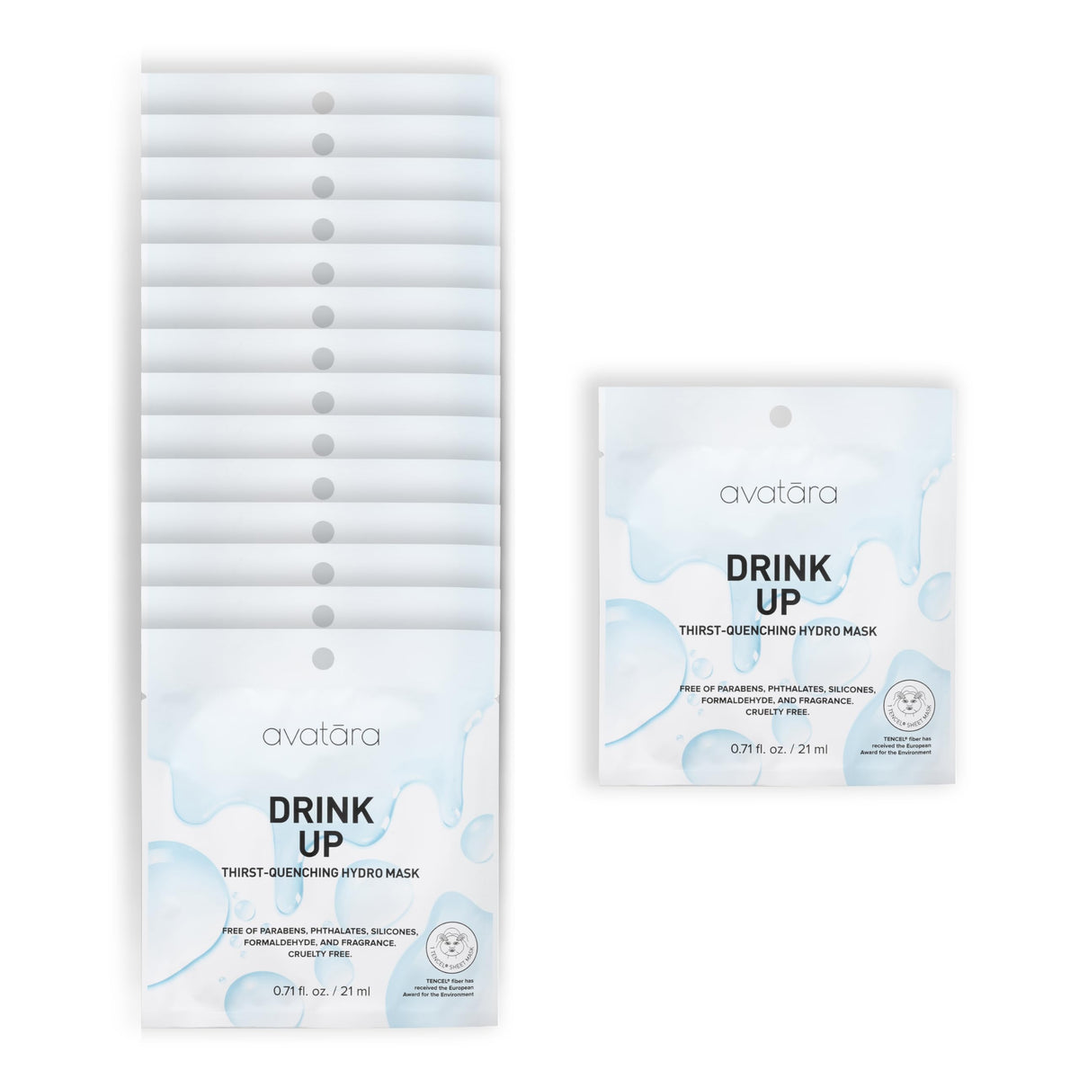 Avatara Drink Up Facial Mask - 15 Hydrating Sheet Masks With Aloe Vera & Licorice Root