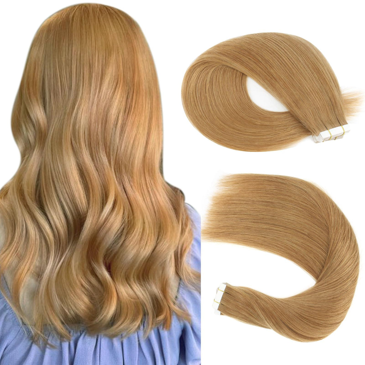 Sassina 14&quot; Tape In Hair Extensions - Real Remy Human Hair, Strawberry Blonde, 20 Pcs #27