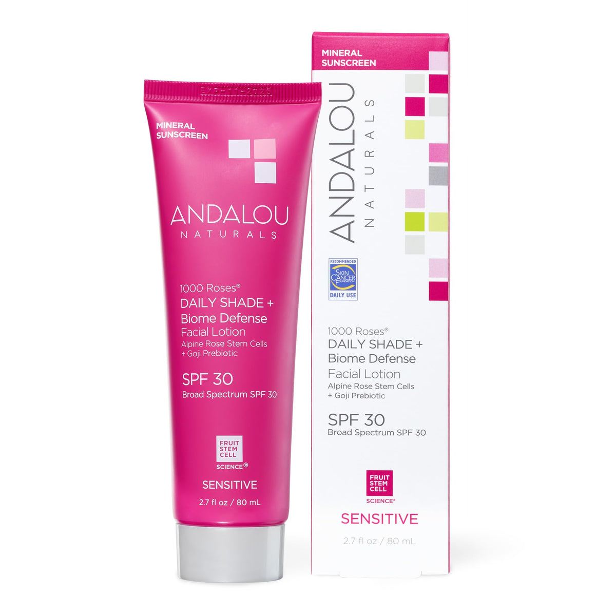 Andalou Naturals Spf 30 Mineral Sunscreen, 1000 Roses, 2.7 Fl Oz - Sensitive Skin Protection