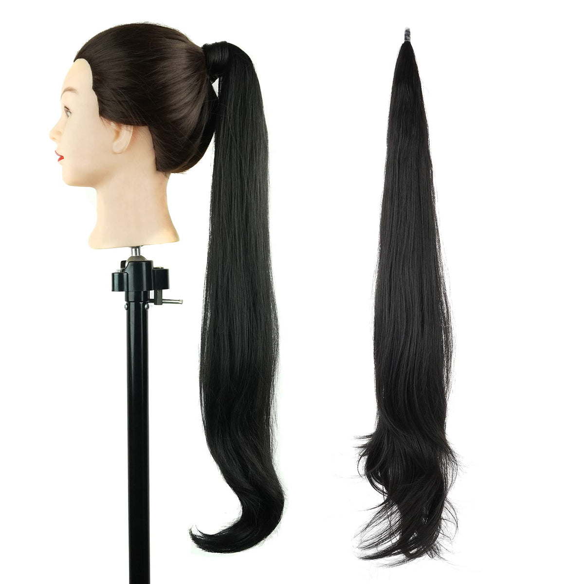 Imissu 32&quot; Black Ponytail Hair Extension - Flexible High Temperature Fiber Hairpiece