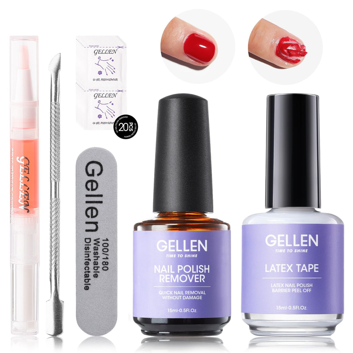 Gellen Gel Polish Remover Kit - Quick, Easy & Damage-Free Gel Nail Polish Removal Tools, 25 Pieces