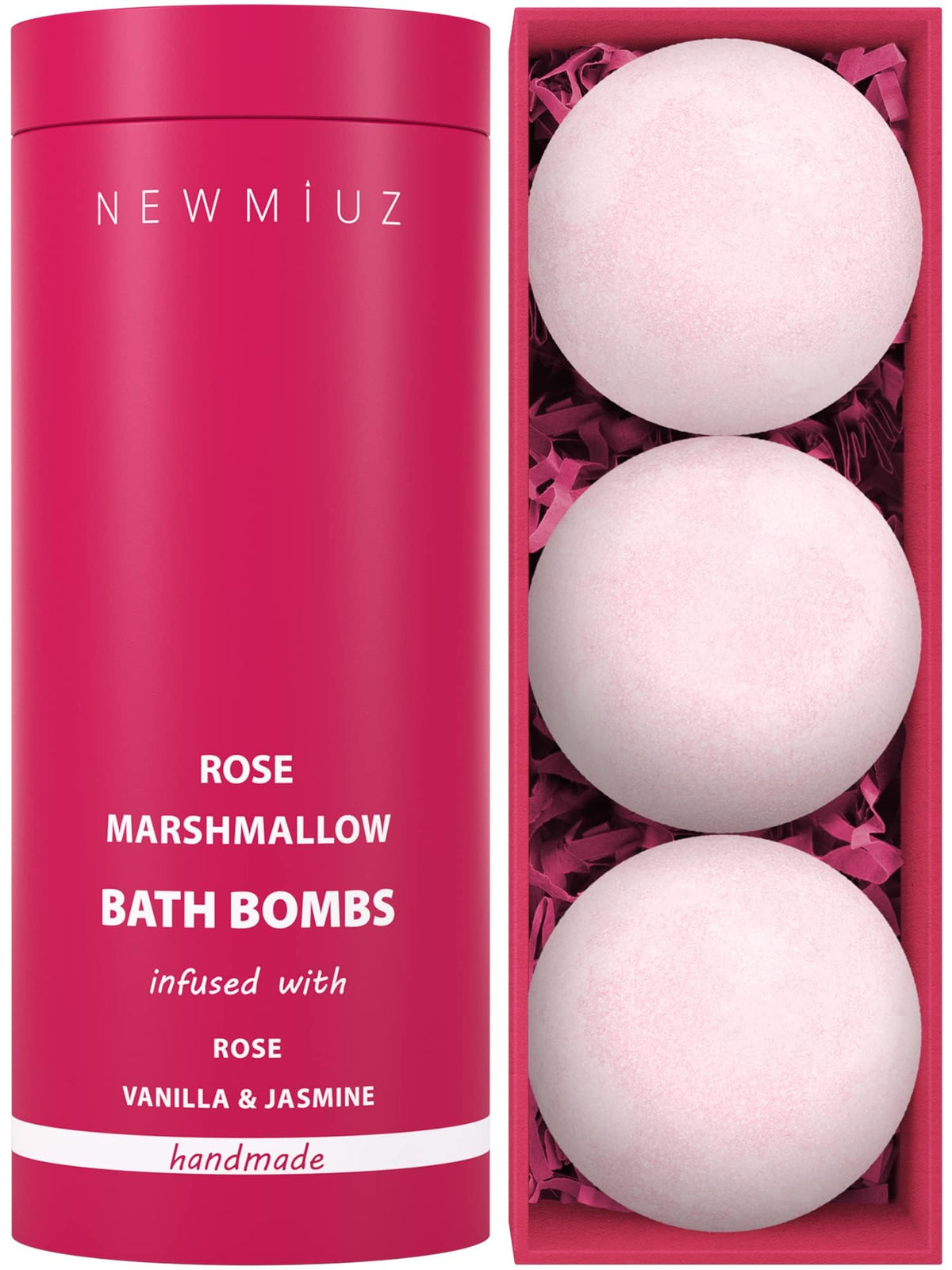 New Miuz Rose Vanilla Bath Bomb - Mega Foaming Bubbles, Stress Relief, Luxurious Spa Gift