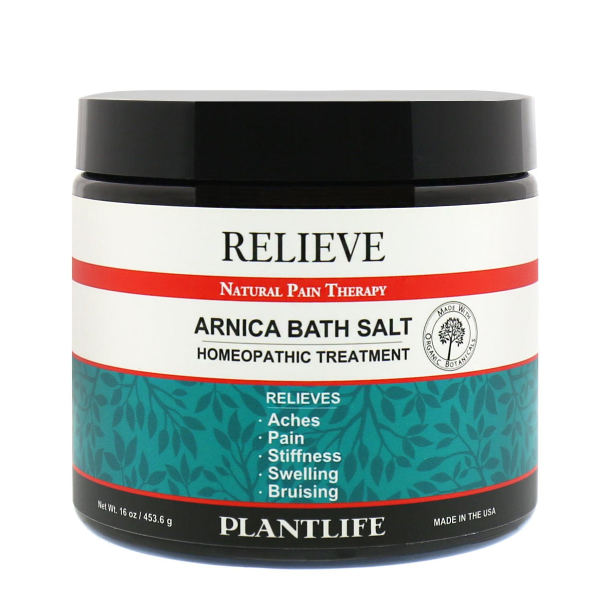 Plantlife Arnica Mineral Bath Salts - 100% Pure Essential Oils, 16 Oz, Homeopathic Relief