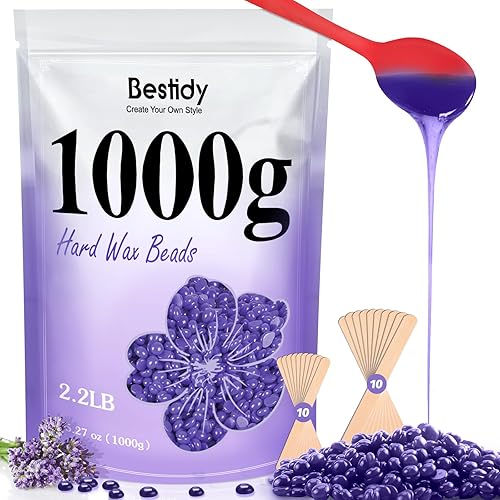 Bestidy Wax Beads 1000G - Hair Removal Waxing Beans For All Body & Brazilian Bikini, Purple