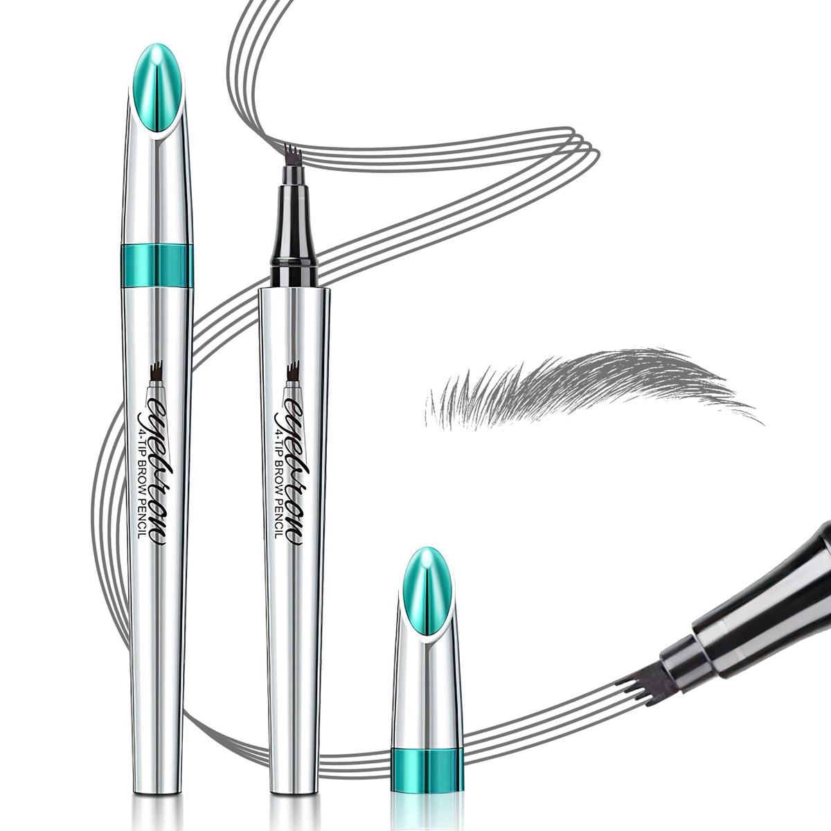 Oetuiow Dark Gray Eyebrow Pencil - Microblading 4 Point Pen For Long-Lasting 3D Brow Makeup