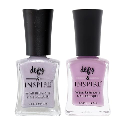 Defy & Inspire Quick Dry Nail Lacquer, Purple/Greys - Longwear Polish, 3 Pc Set