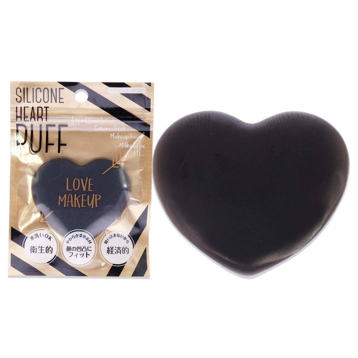 Pure Smile Sun Smile Silicone Heart Puff for Women  Mat Black  1 Piece Sponge