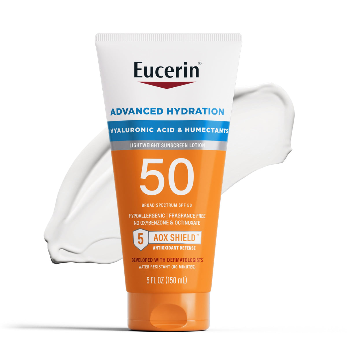 Eucerin Sun Advanced Hydration Spf 50 Sunscreen Lotion, 5 Fl Oz - Water Resistant, Non-Greasy