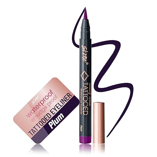 Skone Waterproof Liquid Eyeliner - Long Lasting, Smudge Proof, Plum Black, 0.07oz