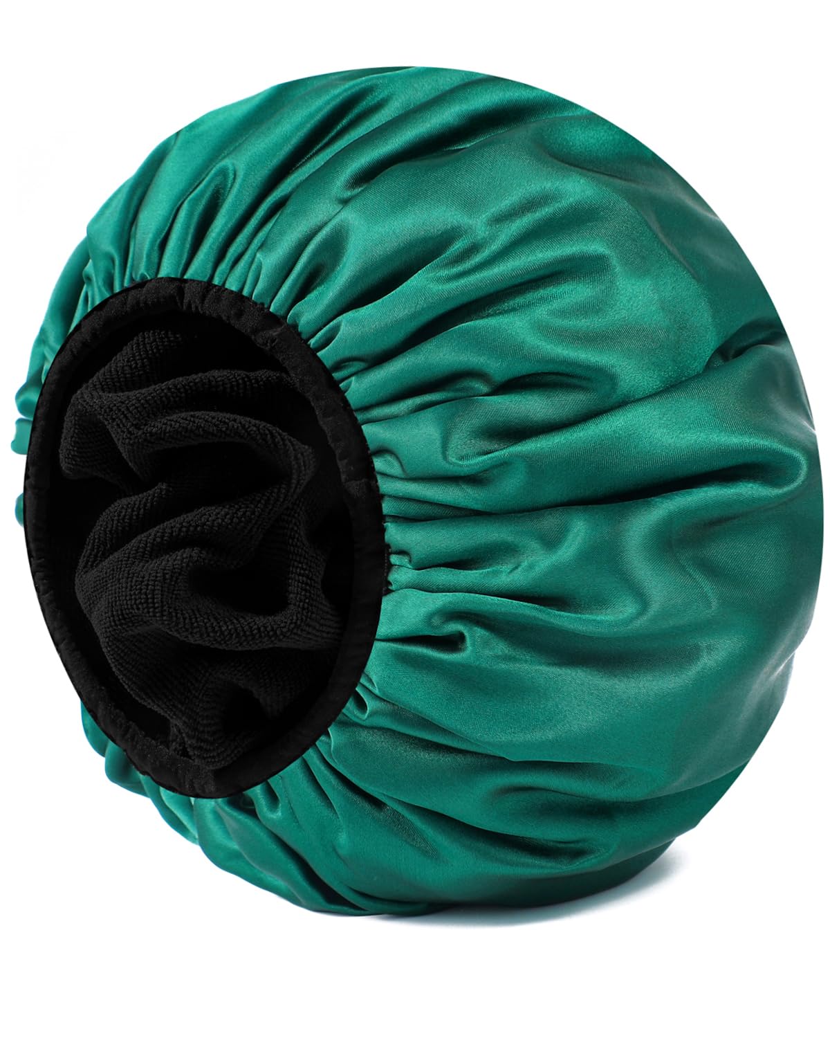 Yizijizi Large Terry Lined Shower Cap - Waterproof Reusable Satin Cap For Long Thick Hair