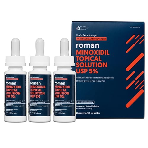 Roman Men'S Hair Regrowth Solution | 5% Minoxidil, Unscented, 3-Month Supply, 6 Fl Oz