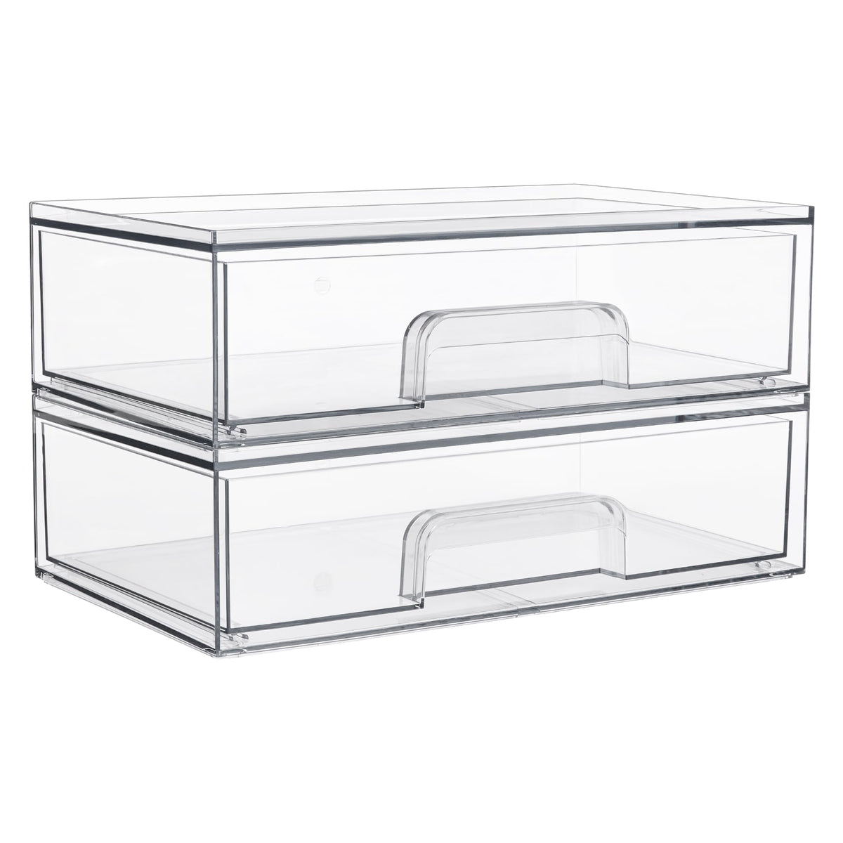 Vtopmart Clear Stackable Storage Drawers, 2 Pack Acrylic Organizers For Makeup & Beauty Supplies