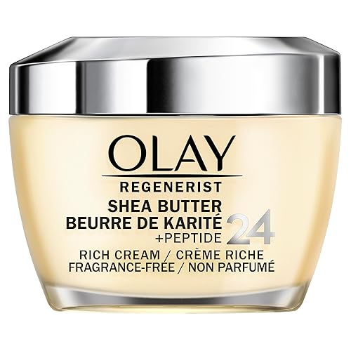 Olay Regenerist Shea Butter + Peptide 24 Rich Cream, Fragrance Free, 1.7 Oz Moisturizer