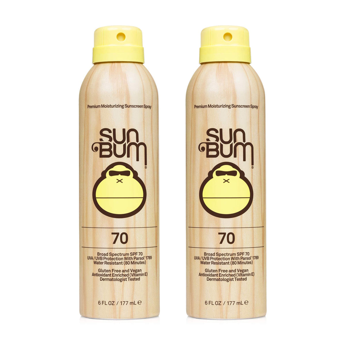 Sun Bum Spf 70 Sunscreen Spray - Vegan, Reef Friendly, Broad Spectrum, Moisturizing - 2 Pack (6 Fl Oz