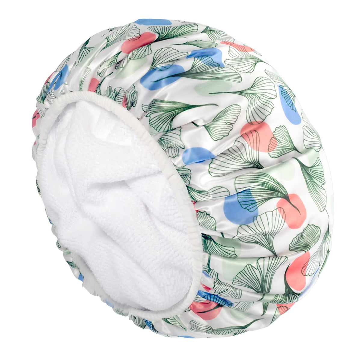 Gootty Large Green Shower Cap - Waterproof Terry Lined Triple Layer For Long Thick Hair