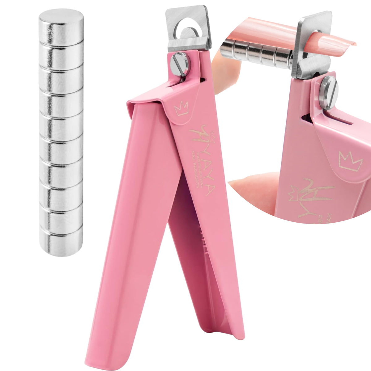 Yaya Nails Baby Pink Acrylic Nail Clippers With Magnets & Length Measurement For Salon/Home Use