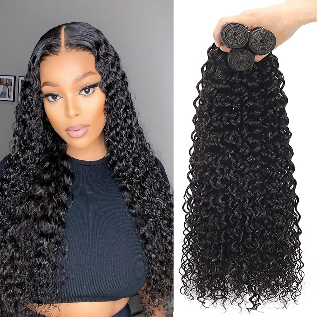 Beautymoon 10A Brazilian Virgin Water Wave Hair Bundles 18 20 22 Inch For Black Women