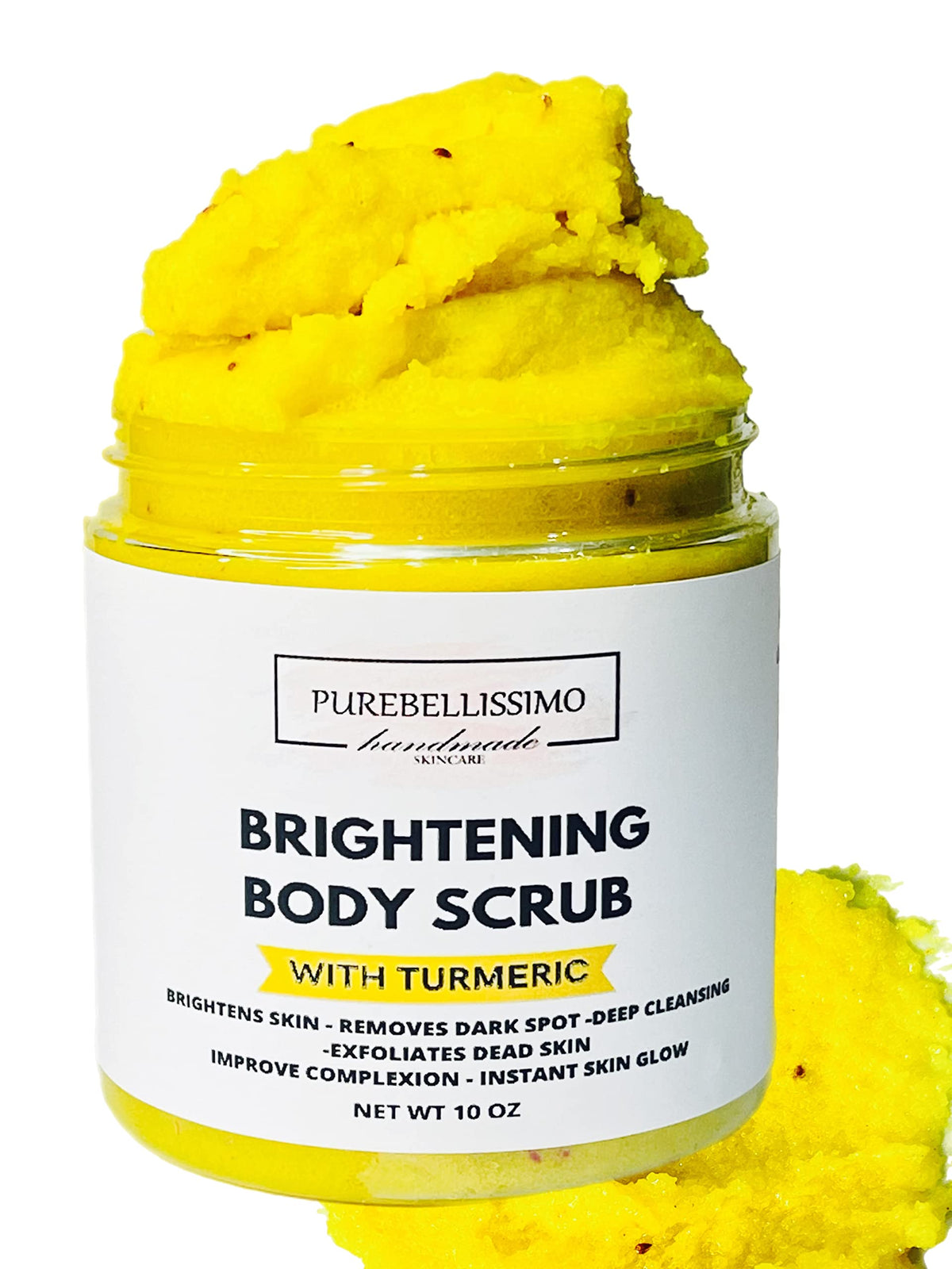 Purebellissimo Turmeric Body Scrub - Brightening Sugar Exfoliant For Dark Spots, 8 Oz