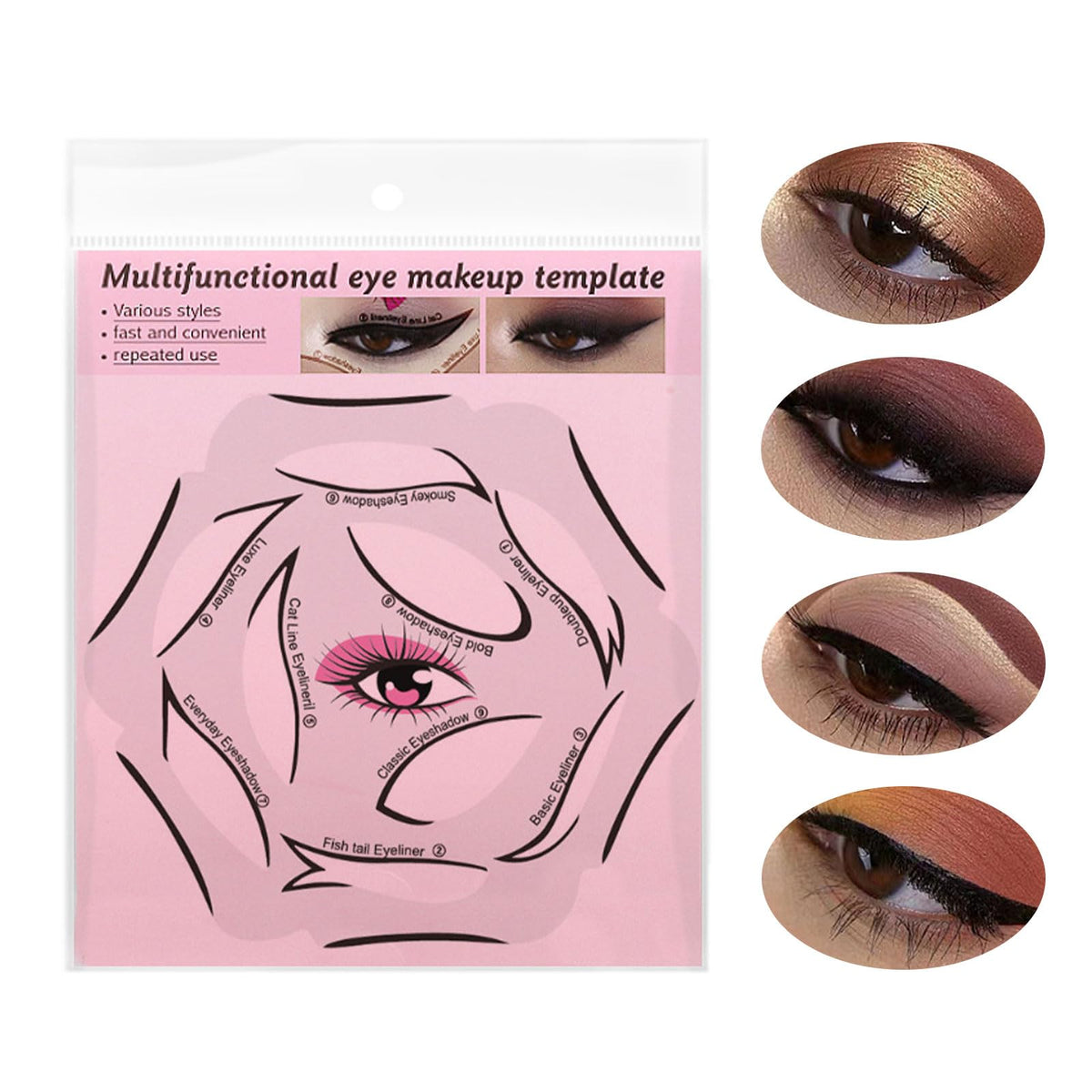 Yafiygi Eyeliner Stencils Set - 6 Reusable Winged Tip & Eyeshadow Stencils For Hooded Eyes