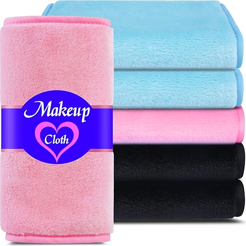 Mesfugw Makeup Remover Towel 6 Pack - Reusable Microfiber Cloths For All Makeup, 12&quot;X6&quot;,