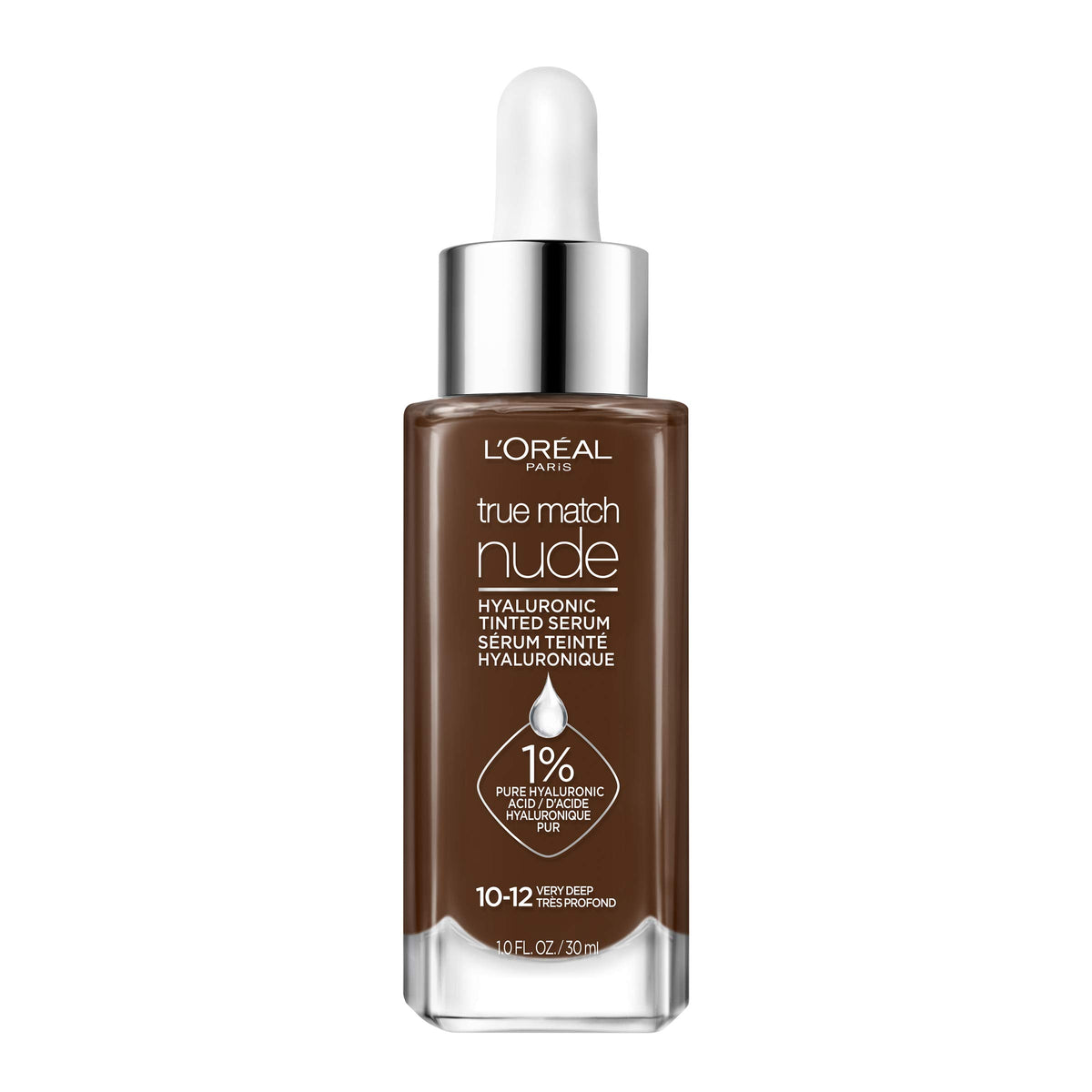 L'Oreal Paris True Match Nude Hyaluronic Tinted Serum Foundation, Very Deep 10-12, 1 Fl Oz