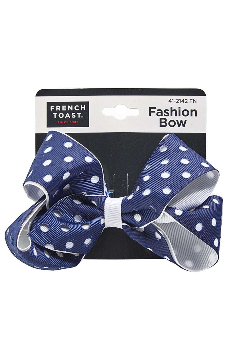 French Toast Navy/White Bow For Little Girls - Perforated Design, 1 Count