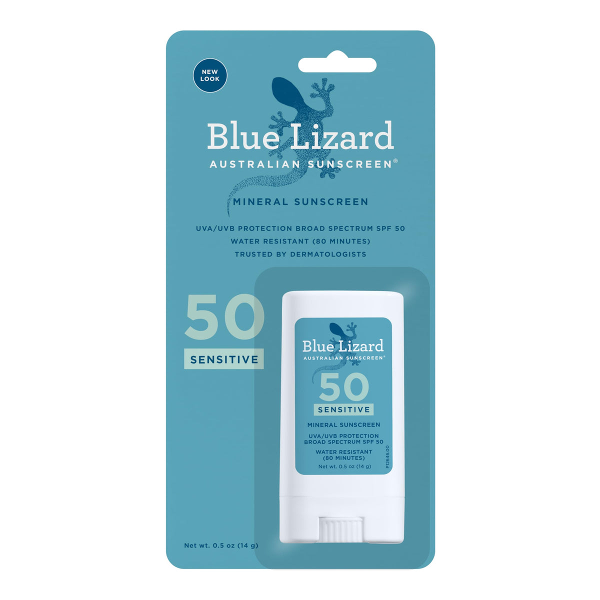 Blue Lizard Sensitive Mineral Sunscreen Stick Spf 50+, Water Resistant, Fragrance Free, 0.5 Oz