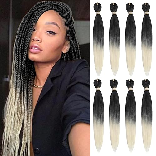 Beyond Beauty 26&quot; Pre-Stretched Braiding Hair - Ombre Yaki, Synthetic, 1B-613, 8 Pack