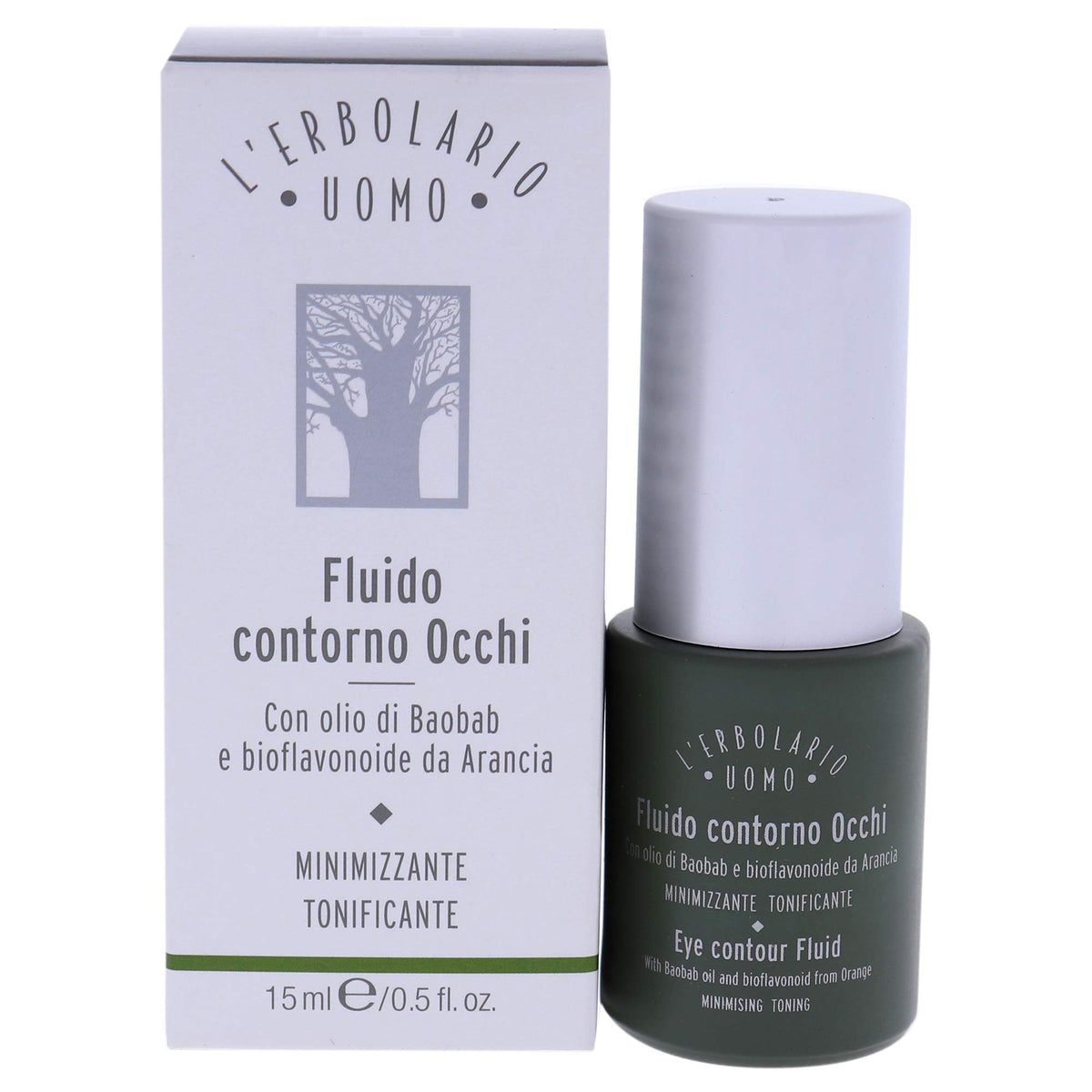 L'Erbolario Baobab Green Coffee Eye Contour Fluid - Anti-Aging Serum for Dark Circles, 0.5