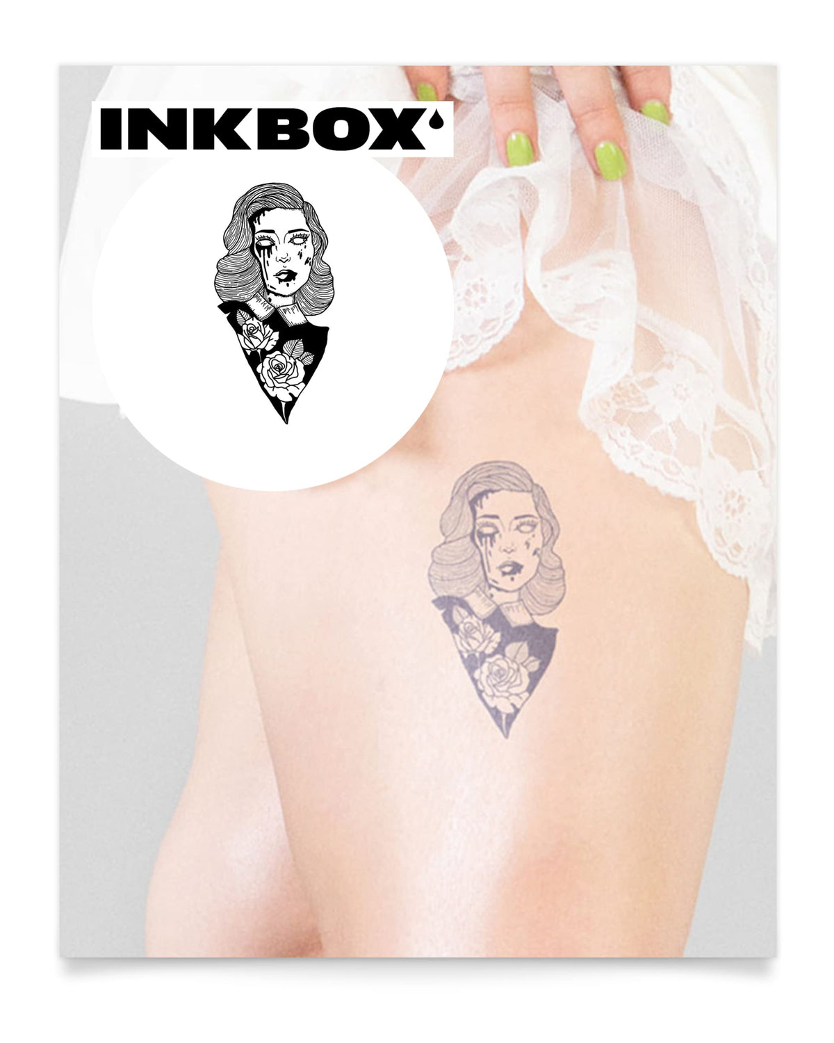 Inkbox Semi-Permanent Temporary Tattoo - Water-Resistant, 4X4 In, Death Becomes Her Design