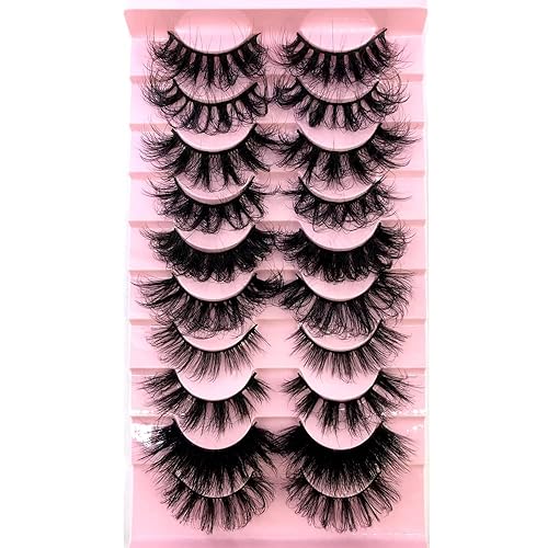 HBZGTLAD 3D Curl Winged Mink Eyelashes - Thick Handmade Natural False Lashes, Black, MX-2