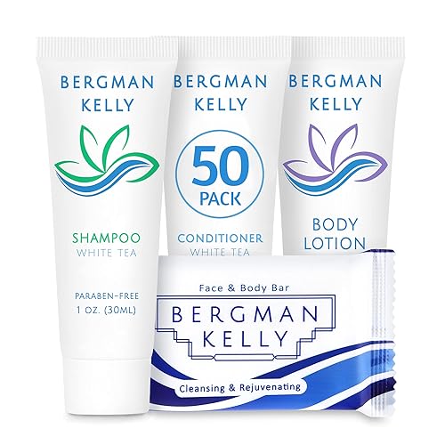 Bergman Kelly Hotel Toiletries Bundle - White Tea, 200 Pieces, 4-Piece Set, Mini Guest Amenities