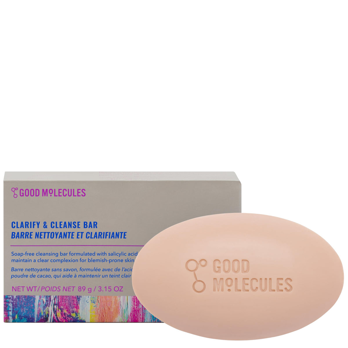 Good Molecules Clarify And Cleanse Bar - Soap-Free Salicylic Acid Bha For Face And Body, 3.15 Oz