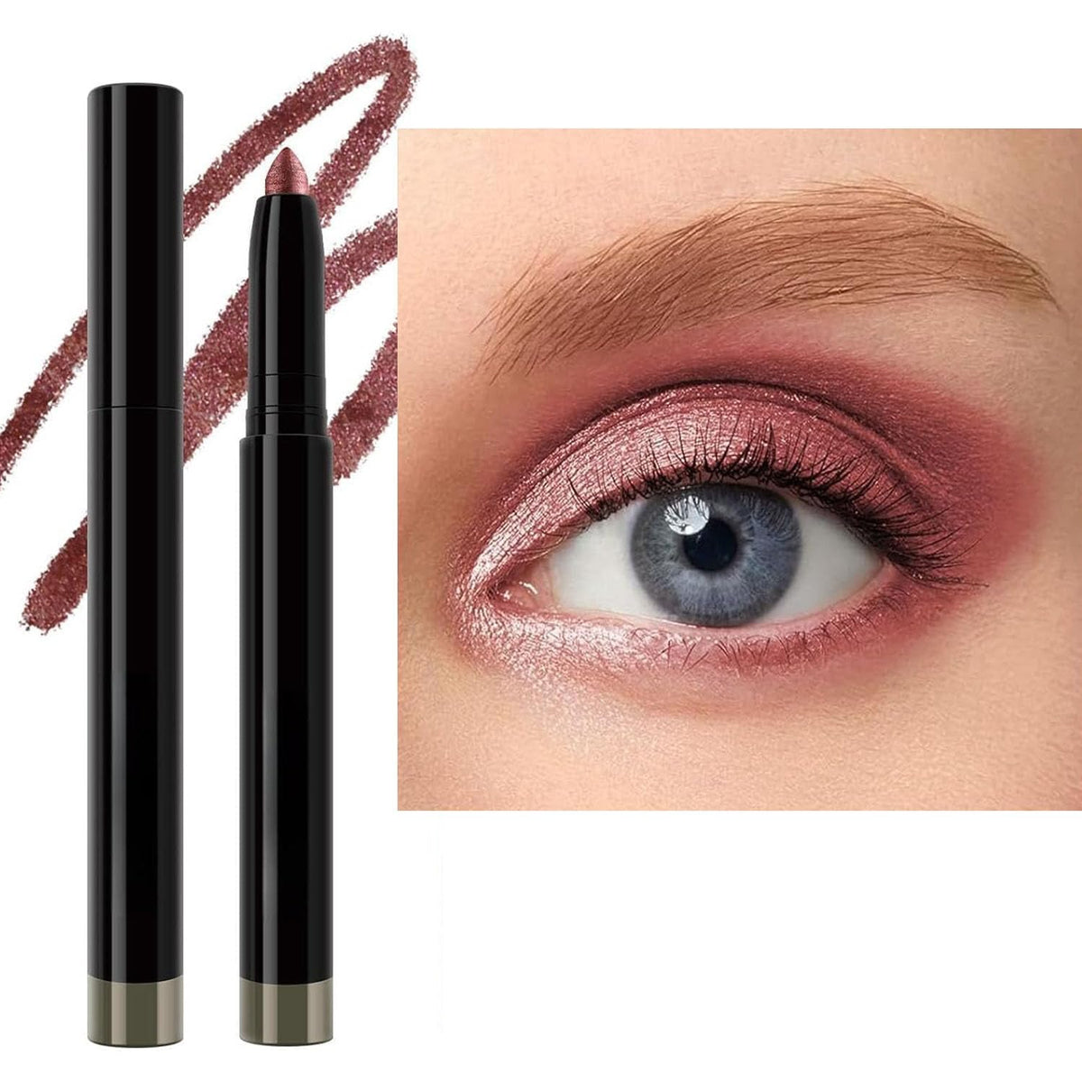 Metfdlaig Rose Red Eyeshadow Stick - Shimmer Waterproof, Long Lasting, High Pigment Cream Pencil