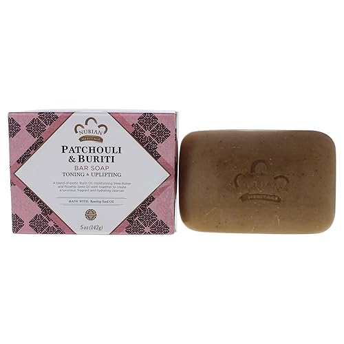 Nubian Heritage Patchouli & Buriti Bar Soap, 5 Ounce - Natural Moisturizing Cleanser