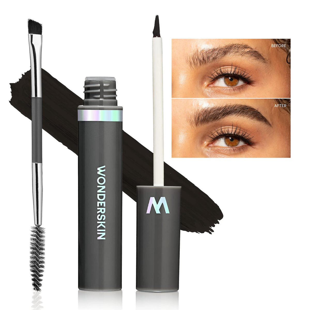 Wonderskin Dream Brow Gel - Waterproof, Long Lasting Tinted Eyebrow Mascara, Black, 0.1 Fl Oz