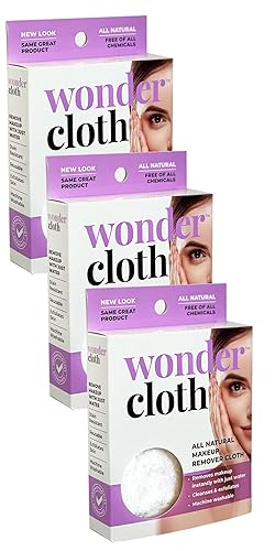 Wonder Cloth Pack Of 3 - All Natural Makeup Remover, Exfoliating Microfiber, Machine Washable