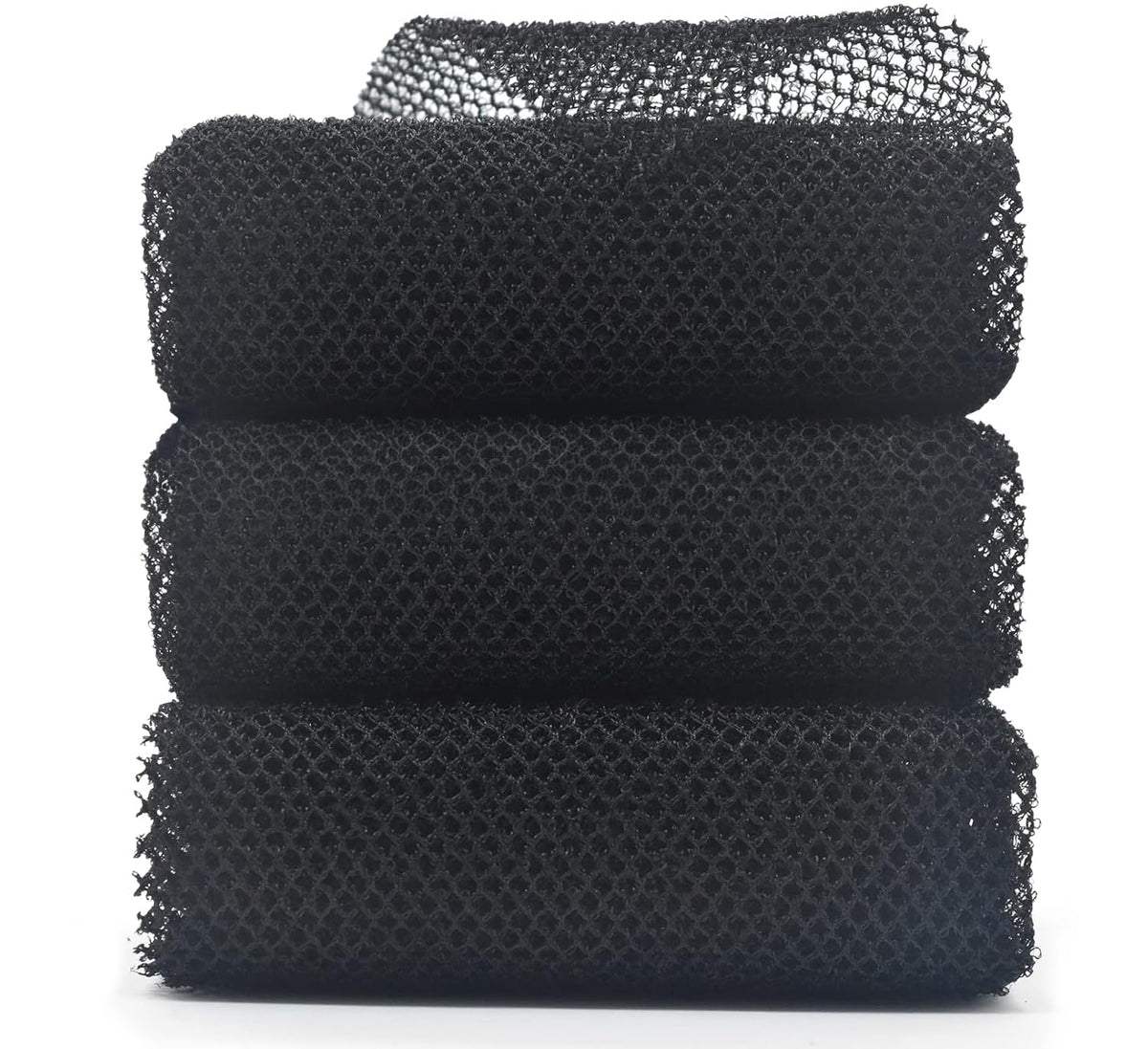 Superjpsor 3 Piece African Exfoliating Net Sponge Set - Black Body Scrubber For Shower & Bath