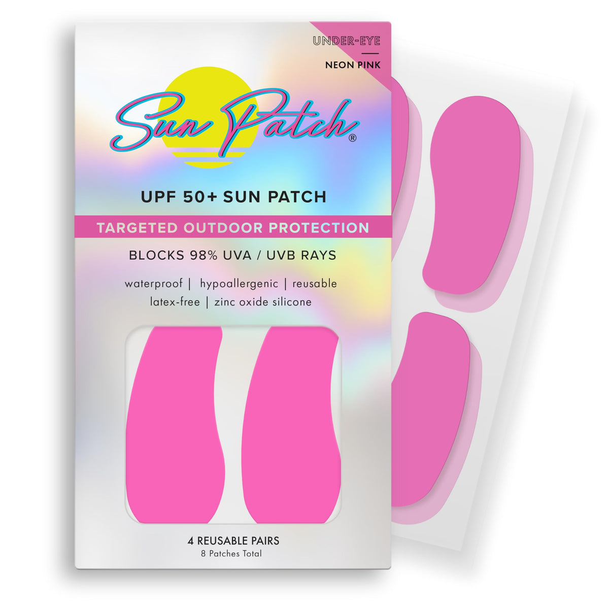 Sun Patch Under Eye Uv Protection Patches - Upf 50 Silicone Sun Block, 4 Pairs, Pink