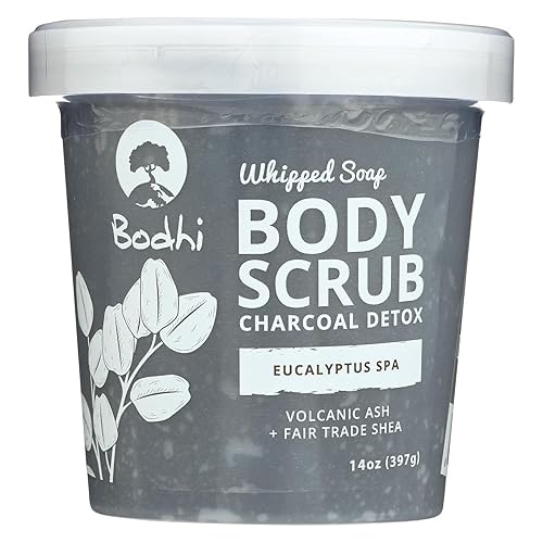 Bodhi Handmade Soap Eucalyptus Charcoal Detox Whipped Body Scrub, 14 Oz