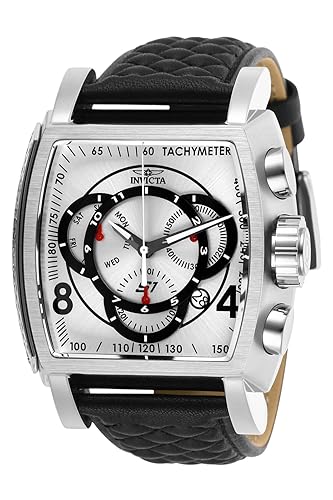 Invicta S1 Rally Herren-Armbanduhr Edelstahl Analog Quarz Schwarz Lederarmband Casual 26