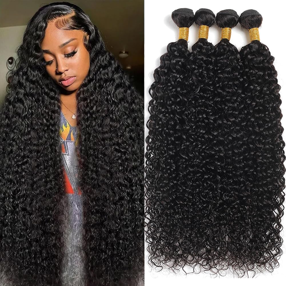 Seekomi 12A Water Wave Human Hair Bundles, 24-30 Inch, 100% Unprocessed Virgin Black Hair