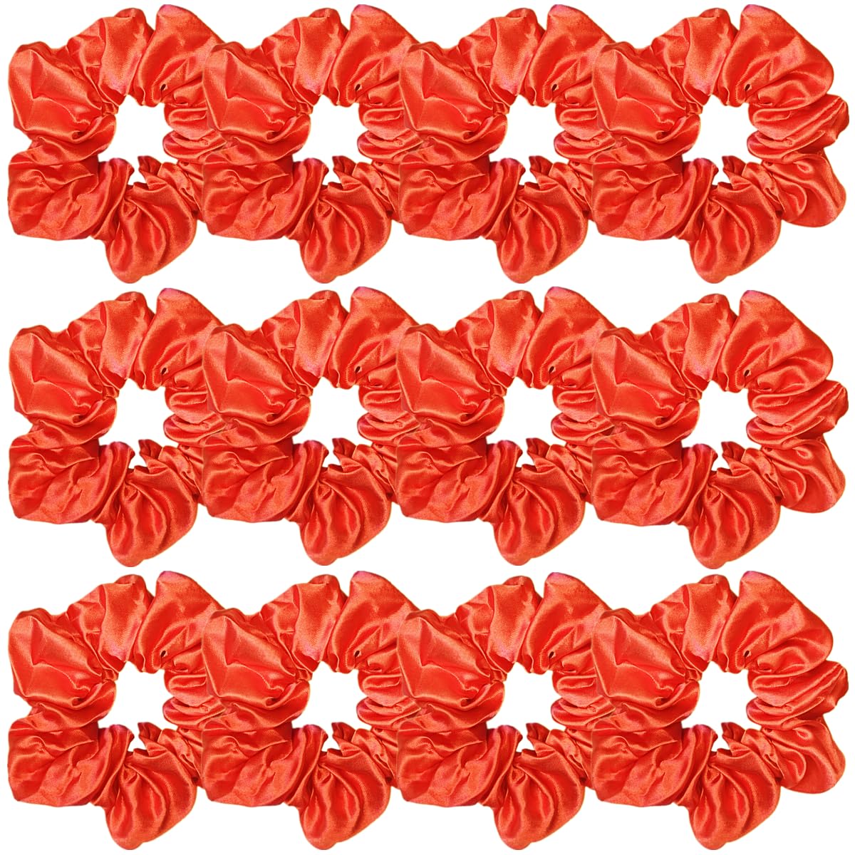 Sufermoe 12 Pcs Orange Satin Silk Hair Scrunchies - Soft Hair Ties for Women and Girls