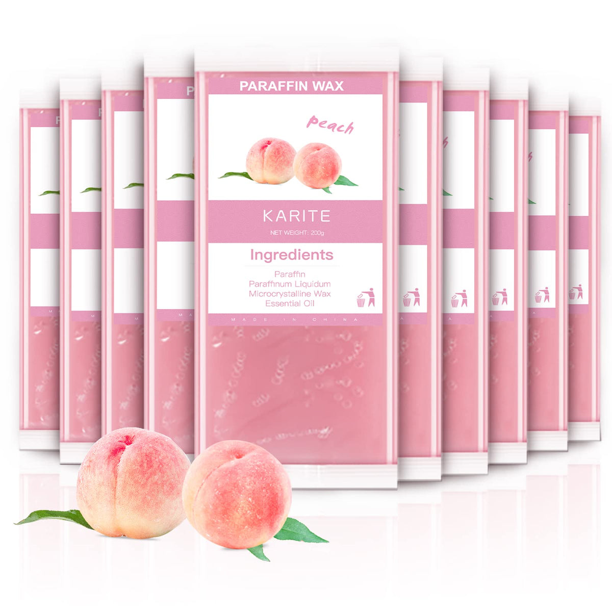 Karite Peach Scented Paraffin Wax Refills, 10 Pack For Hydration & Muscle Relief