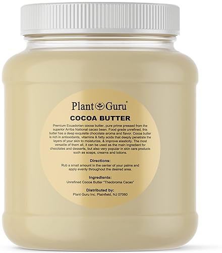 Plant Guru Raw Cocoa Butter 3 Lbs - 100% Pure Unrefined Food Grade For Chocolate & Diy Body Care