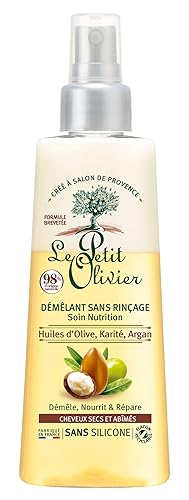 Le Petit Olivier No Rinse Hair Detangler with Olive, Shea & Argan Oils for Dry, Damaged Hair 5.07 oz