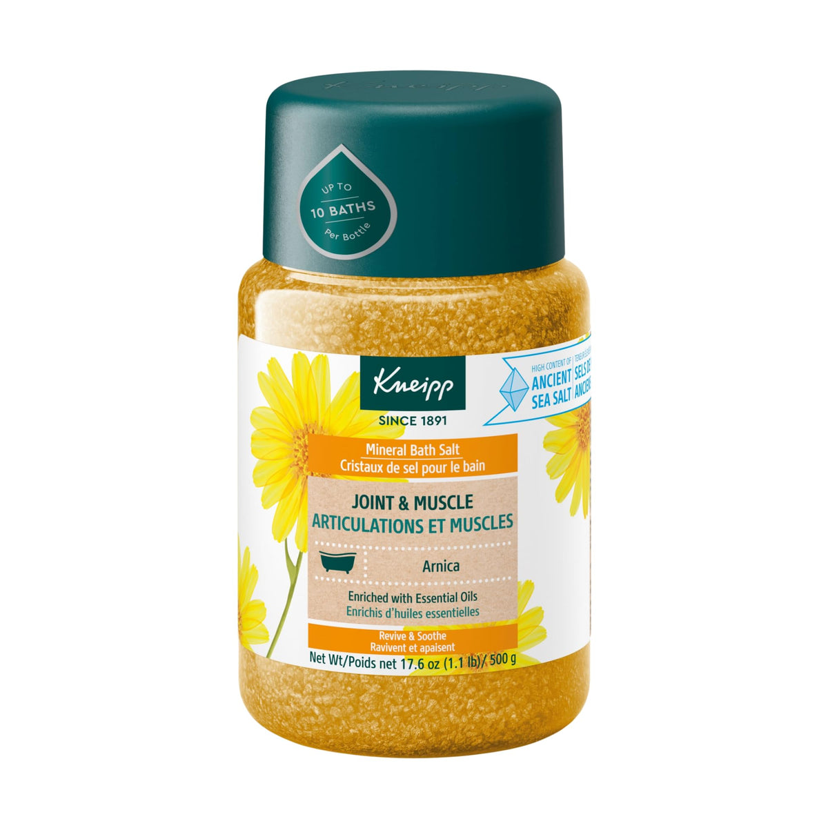 Kneipp Arnica Joint & Muscle Mineral Bath Salt, 17.6 Oz - Rejuvenate & Soothe Muscles