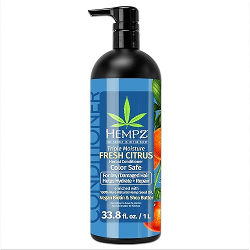 Hempz Biotin Conditioner - Triple Moisture, Fresh Citrus, For Growth & Strength - 33.8 Fl Oz