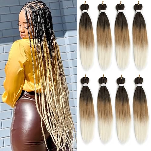 Leeven 36&quot; Pre-Stretched Yaki Braiding Hair, 8 Packs, Synthetic for Butterfly & Box Braids