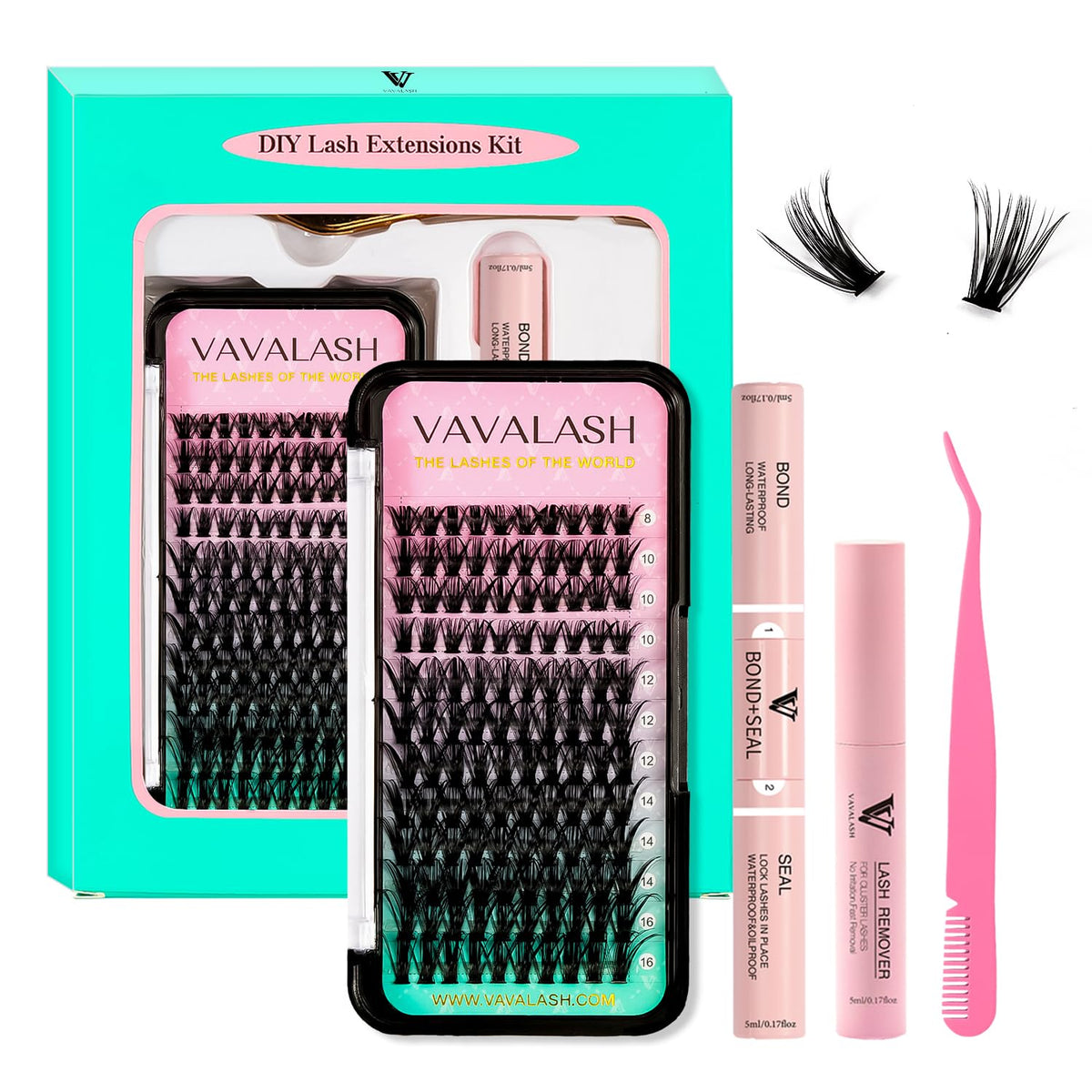 VAVALASH DIY Lash Extension Kit - 120 PCS Individual Cluster Lashes, 8-16mm Silk Lashes